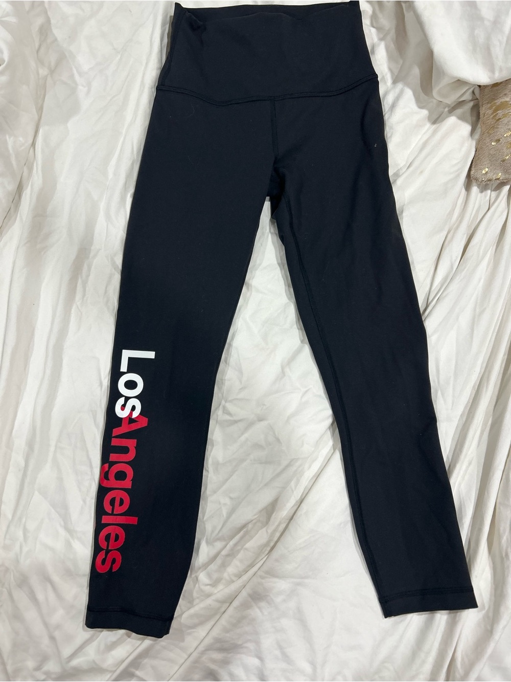 Lululemon Black Leggings with 'Los Angeles' Side Logo